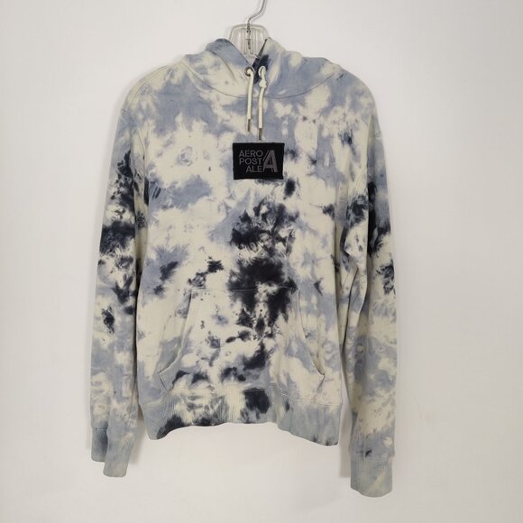 Aeropostale Men's Tie Dye Hoodie Size XS White Navy Cotton Athleisure Activewear - Picture 1 of 8
